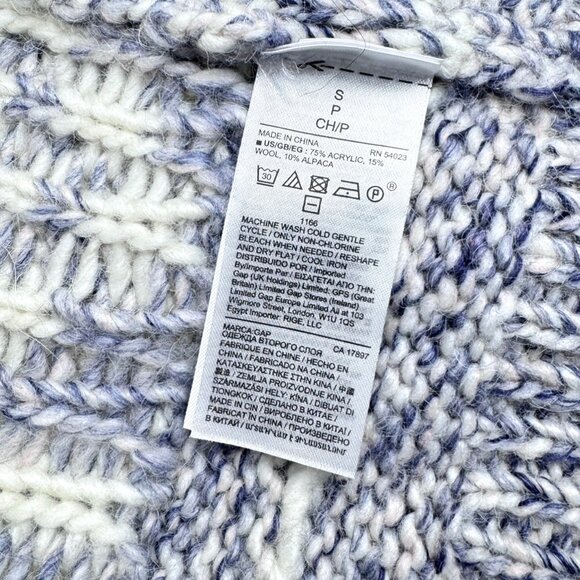 VTG Gap Fair Isle Sweater Sz.S Blue Chunky Knit Alpaca Blend Chunky Nordic Cozy - Picture 10 of 12